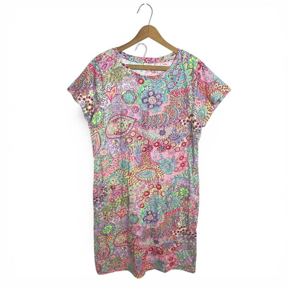 Talbots NWT Paisley Floral Shift Dress Pink Multicolor Size L